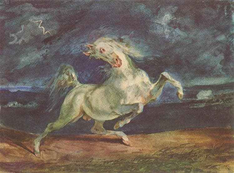 Horse Frightened by a Storm — Eugène Delacroix