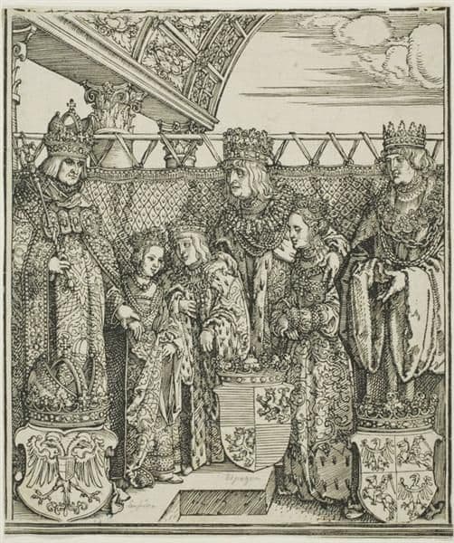 The Congress and Double Betrothal at Vienna, from The Triumphal Arch of Maximilian I — Albrecht Dürer