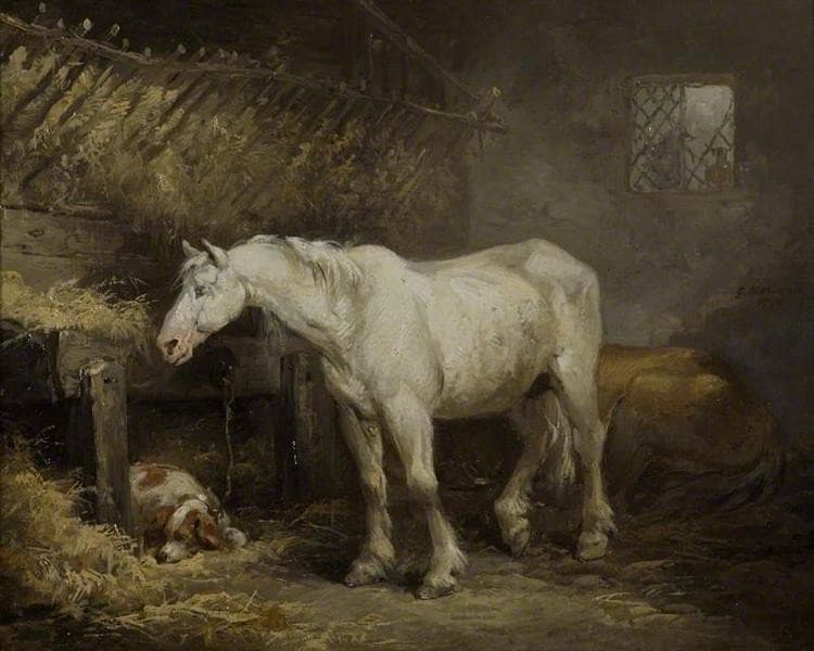Horse and Dog in a Stable — George Morland