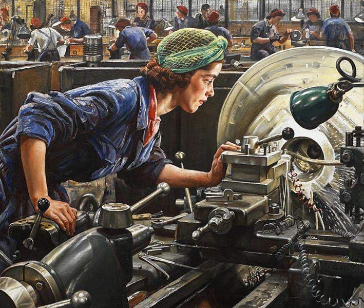 Ruby Loftus screwing a Breech-ring — Laura Knight