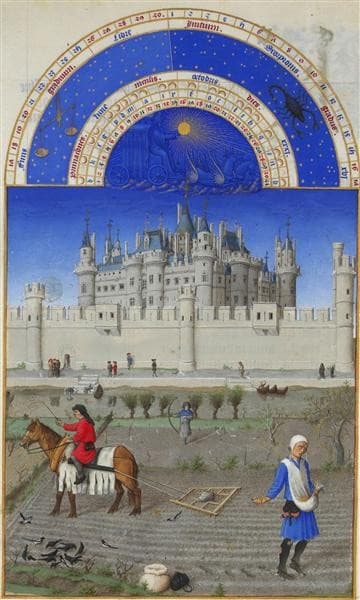 Calendar: October (Sowing the Winter Grain) — Limbourg Brothers