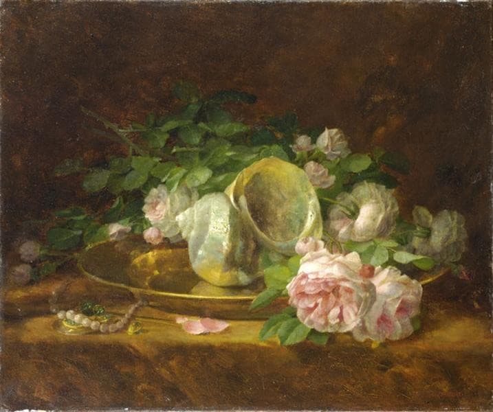 Platter with Seashells, Roses, Pearls and Earrings — Georgios Iakovidis