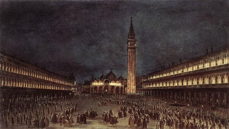 Nighttime Procession in Piazza San Marco — Francesco Guardi