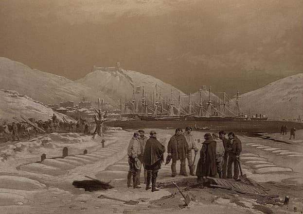 Graves at the head of the harbour of Balaklava — William Simpson