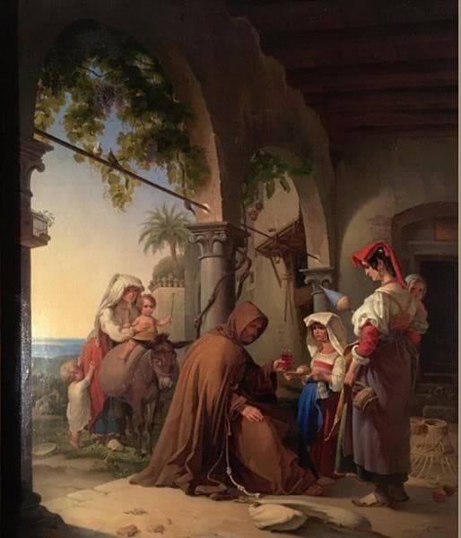 The mendicant monk hosted by a rural family — Theodor Leopold Weller