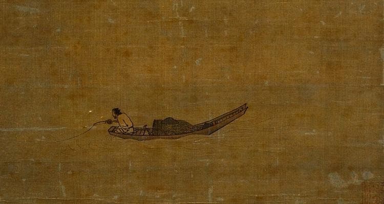 Angler on a Wintry Lake (detail) — Ma Yuan