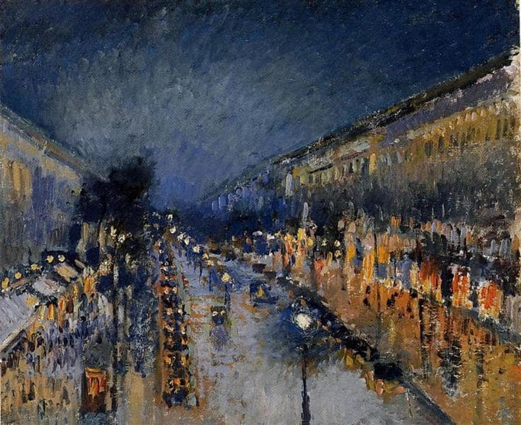 The Boulevard Montmartre at Night — Camille Pissarro
