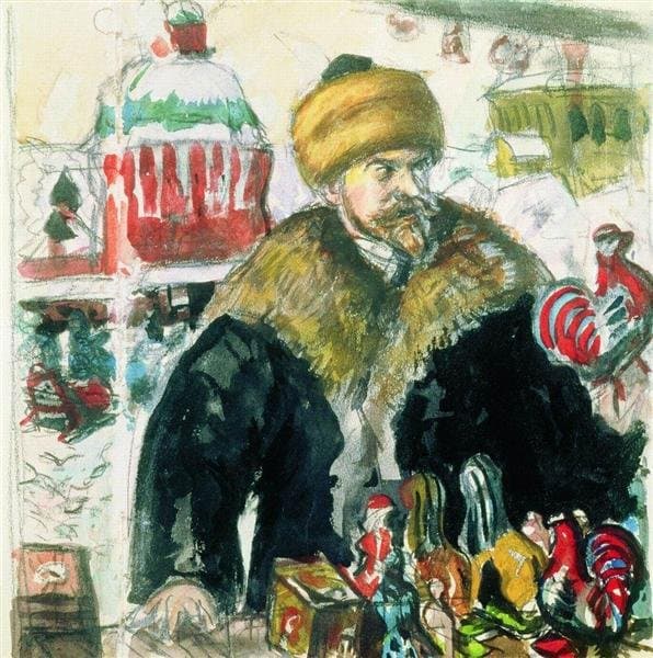 Автопортрет (в шубе) — Boris Kustodiev