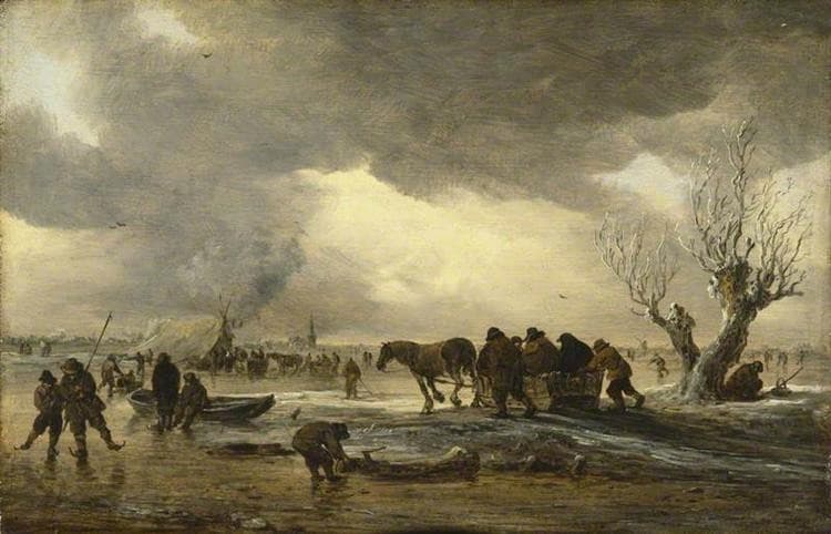 Winter Scene with a Sledge in the Foreground — Jan van Goyen