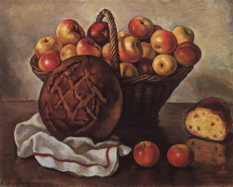 Still Life with Apples and a round bread — Zinaida Serebriakova