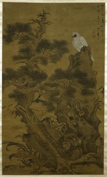 Pine Tree, White Hawk, and Rock — Lan Ying