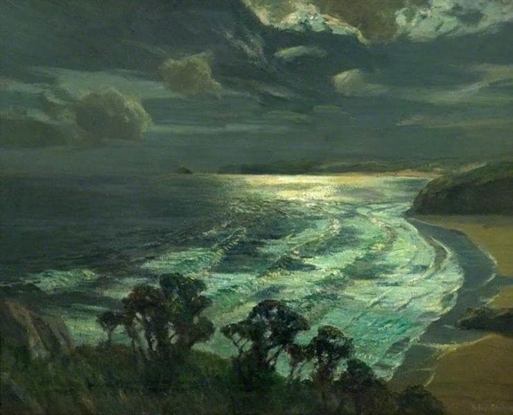 Moonlight, St Ives' Bay, Cornwall — Julius Olsson