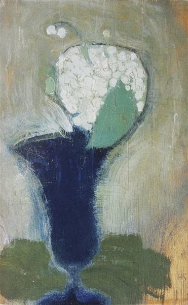 Lilies of the Valley in a Blue Vase II — Helene Schjerfbeck
