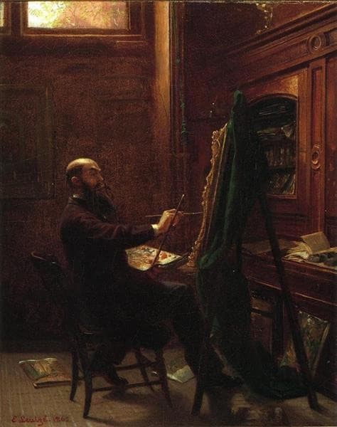 Worthington Whittredge in His Tenth Street Studio — Emanuel Leutze