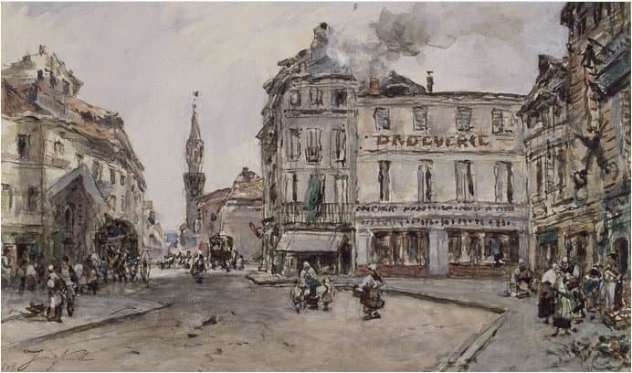 View of a square in Avignon, with a hardware store — Johan Jongkind