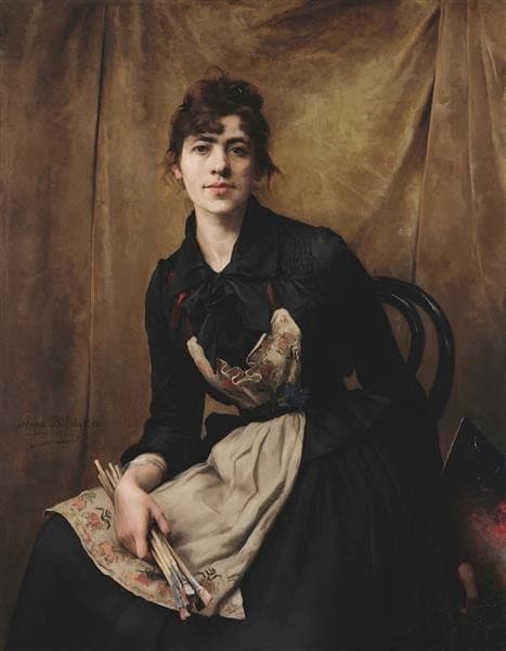 Self Portrait with Apron and Brushes — Anna Bilińska