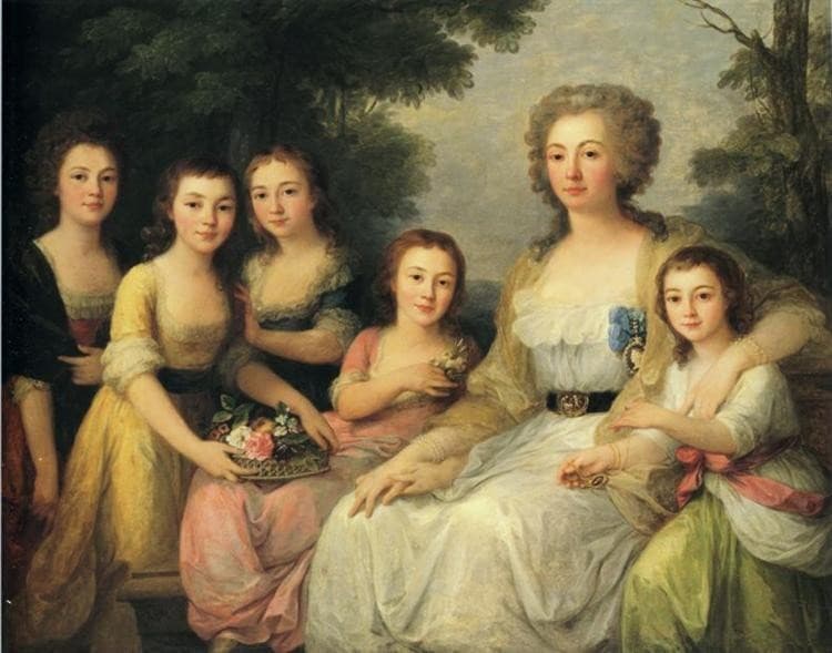 Portrait of Countess A S Protasova with Her Nieces — Angelica Kauffman