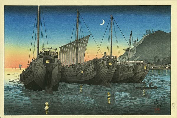 Junks in Inatori Bay — Shotei Takahashi
