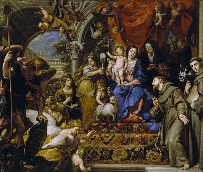 The Virgin and Child between the Theological Virtues and Saints — Claudio Coello