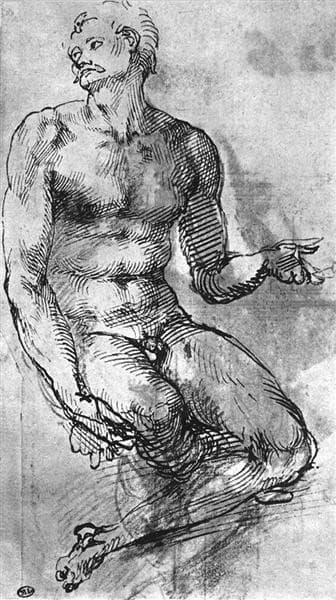 Study of nude man — Michelangelo