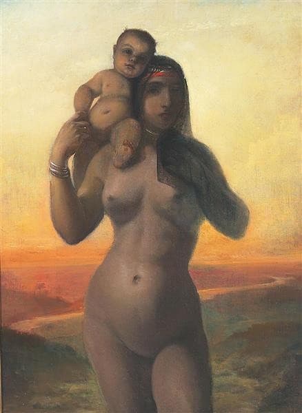 A young nude Egyptian woman with a child — Elisabeth Jerichau-Baumann