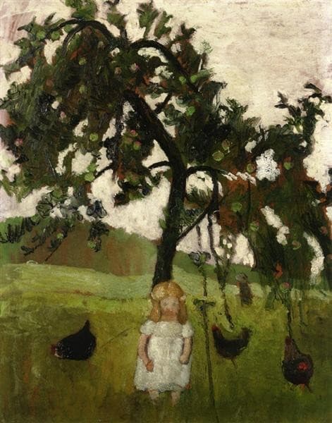 Elizabeth with Hens under an Apple Tree — Paula Modersohn-Becker