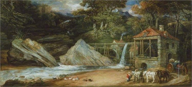 An Overshot Mill in Wales (Aberdulais) — James Ward