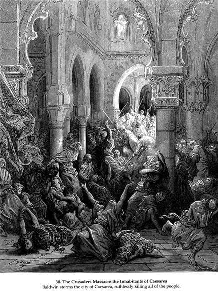 The Crusaders massacre the inhabitants of Caesarea — Gustave Doré