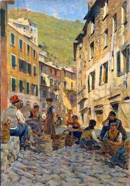 At rest in Riomaggiore — Telemaco Signorini