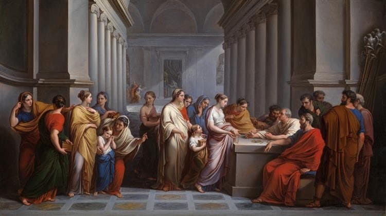 Roman women offering their jewellery in defence of the state — Camuccini Vincenzo