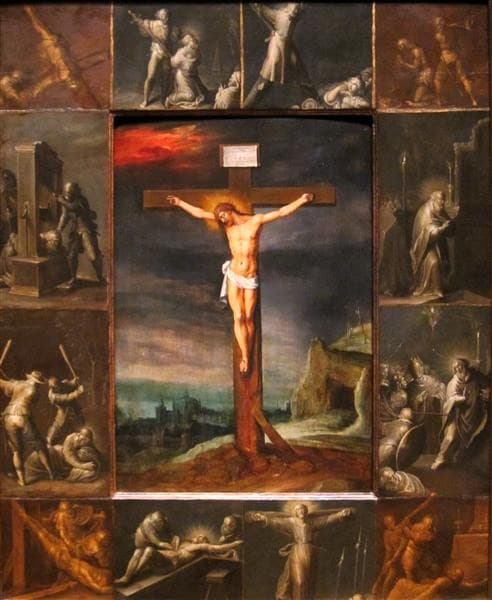 Crucifixion Enframed with Scenes of Martyrdom of the Apostles — Frans Francken the Younger
