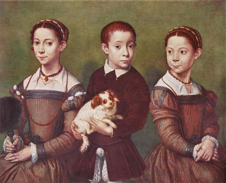 Three children with dog — Sofonisba Anguissola