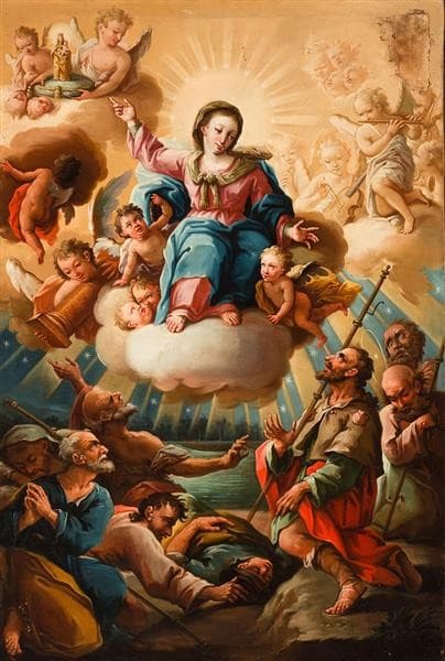 La Venida De La Virgen Del Pilar a Zaragoza — José Luzán