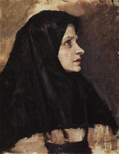 Голова женщины в черном платке — Vasily Surikov