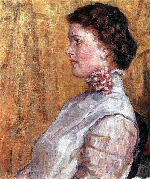 Портрет неизвестной на желтом фоне — Vasily Surikov