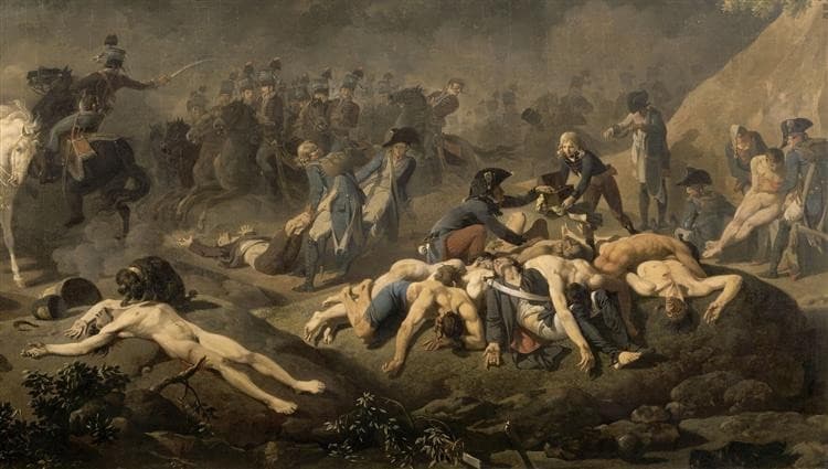 Soldiers Killed in Battle Stripped of Their Weapons, Their Uniforms and Their Personal Belongings During the Italian Campaign in 1797 (Detail) — Nicolas-Antoine Taunay