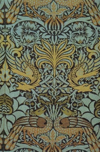 Peacock and Dragon woven wool furnishing fabric — William Morris