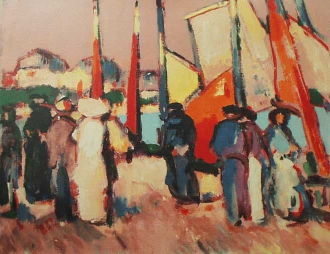 People and Sails at Royan — J.D. Fergusson