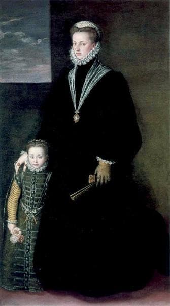 Portrait of Juana of Austria with a Young Girl — Sofonisba Anguissola