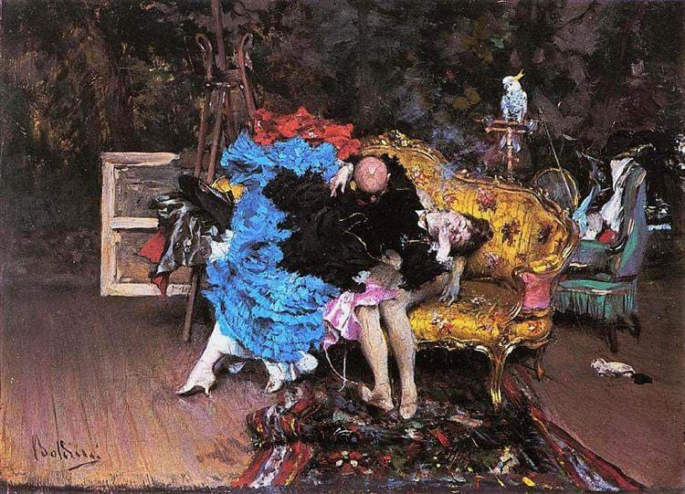 Model and mannequin (Berthe in the studio) — Giovanni Boldini