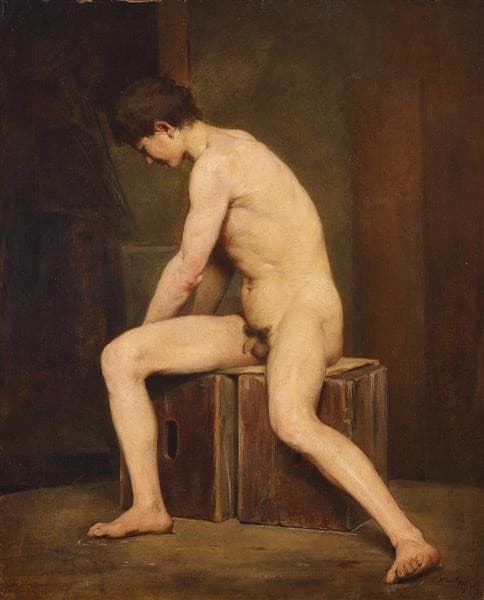 Sitting Nude Man Turned to the Left — Gustav Klimt