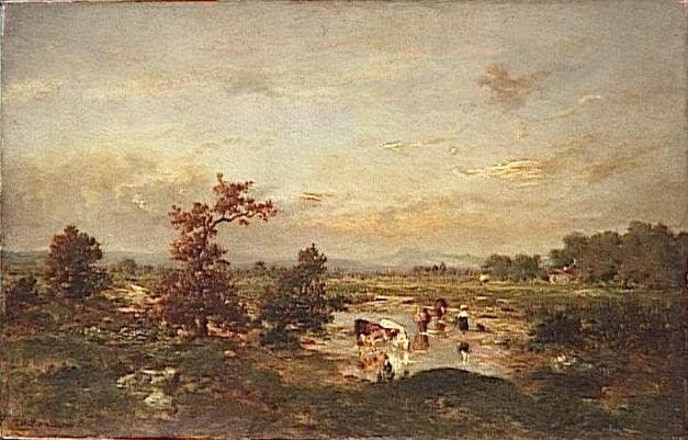 Cows in the mare — Théodore Rousseau