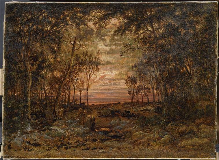 Sunset in the forest — Theodore Rousseau