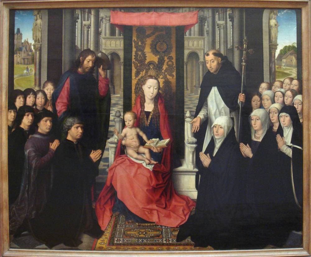 La Vierge à l'Enfant entre saint Jacques et saint Dominique — Hans Memling