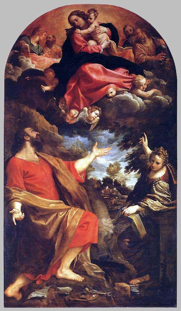 L'Apparition de la Vierge à saint Luc et sainte Catherine — Annibale Carracci
