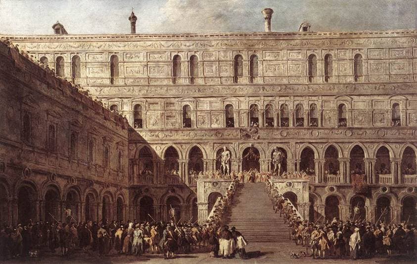 Le Couronnement du doge de Venise sur l'escalier des Géants au palais ducal de Venise — Francesco Guardi