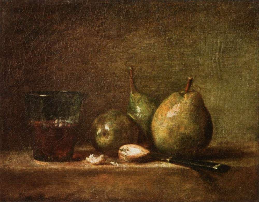 Pears, Walnuts and Glass of Wine — Jean-Baptiste-Simeon Chardin