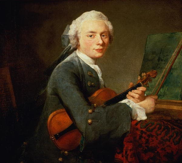 Young Man with a Violin (Portrait of Charles Theodose Godefroy) — Jean-Baptiste-Simeon Chardin