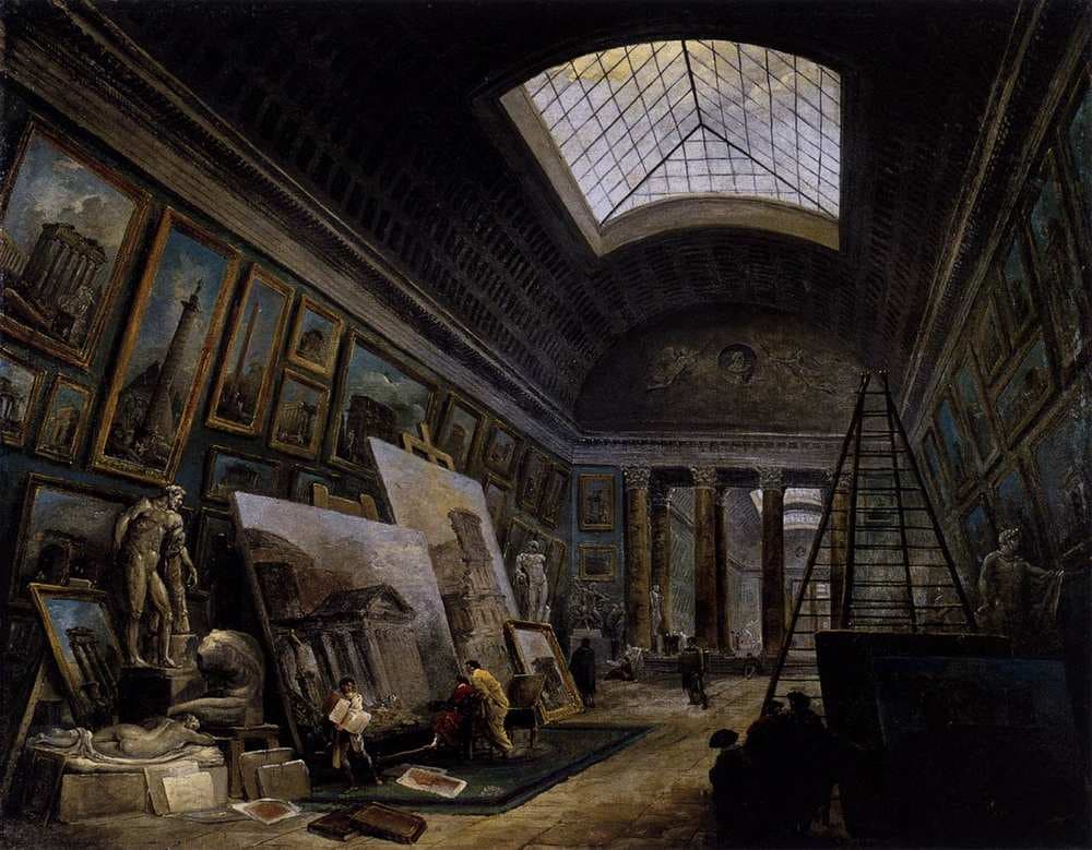 Vue imaginaire de la Grande Galerie du Louvre — Hubert Robert