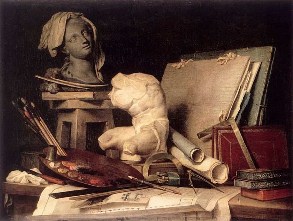 Les Attributs de la peinture, de la sculpture et de l'architecture — Anne Vallayer-Coster